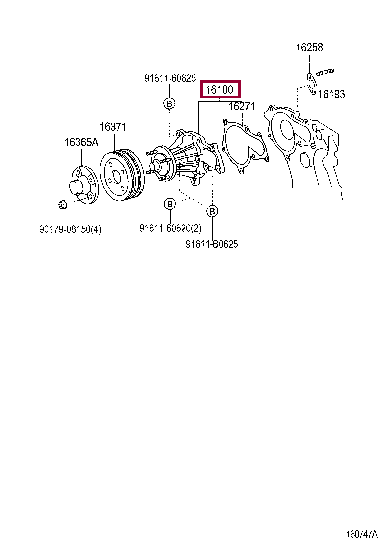 1610079285: PUMP ASSY, ENGINE WATER Тойота