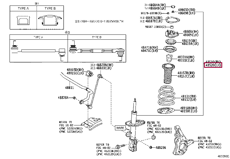 Амортизатор передний левый 48520-80230 (номер toyota 4852080230)