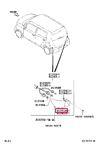 81551B1010: LENS & BODY, REAR COMBINATION LAMP, RH Тойота