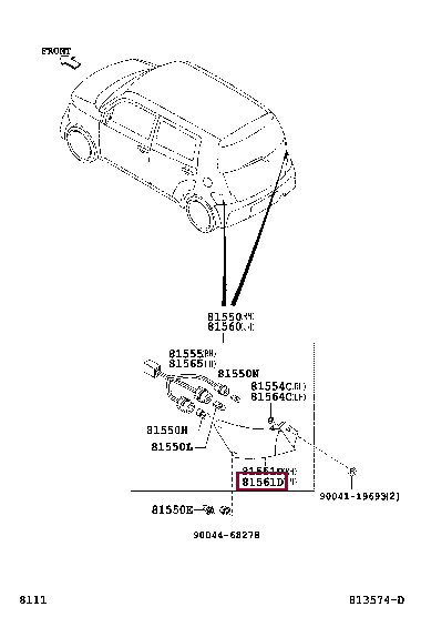 LENS & BODY, REAR COMBINATION LAMP, LH 81561-B1010 (номер toyota 81561B1010)