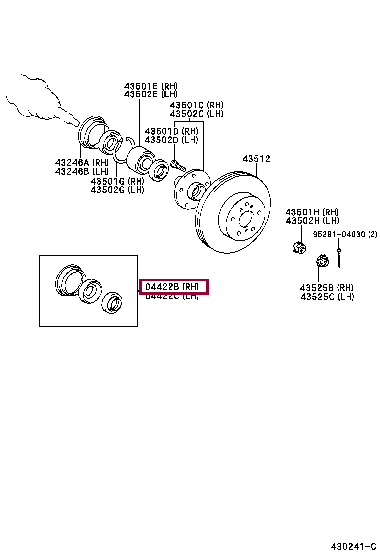 SEAL KIT,FRONT AXLE OIL, LH 04422-20150 (номер toyota 0442220150)