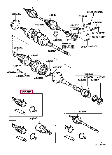 BOOT KIT, REAR DRIVE SHAFT INBOARD JOINT 04438-33012 (номер toyota 0443833012)