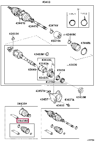 Пыльник шрус внутр прав 04438-42180 (номер toyota 0443842180)