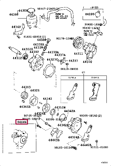 GASKET KIT, POWER STEERING PUMP 04446-32011 (номер toyota 0444632011)