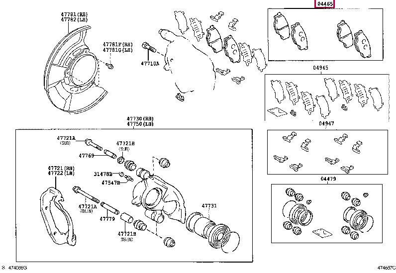 044650K160: PAD KIT, DISC BRAKE, FRONT Тойота
