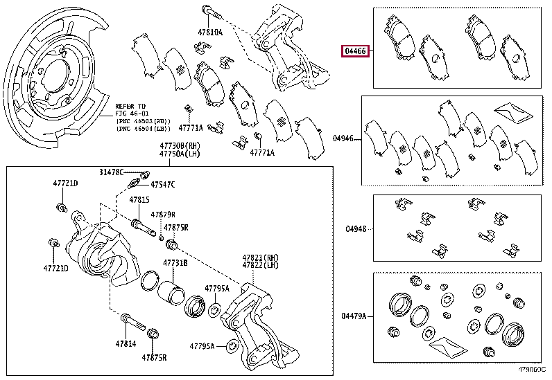 0446622220: PAD KIT, DISC BRAKE, REAR Тойота
