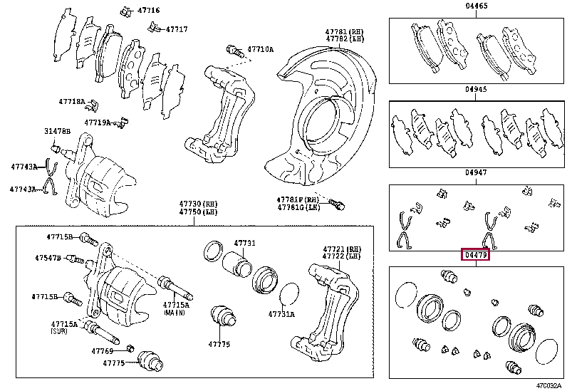 CYLINDER KIT, DISC BRAKE, FRONT 04479-44040 (номер toyota 0447944040)
