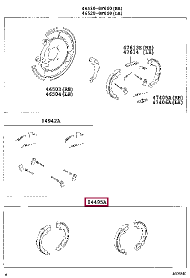 Колодки стояночного тормоза 04495-0F010 (номер toyota 044950F010)