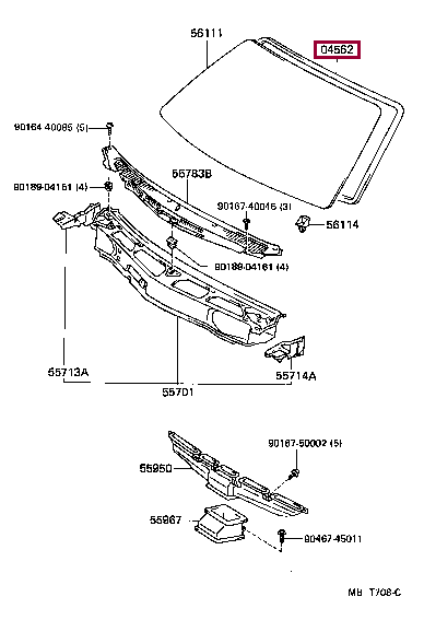 DAM KIT, WINDSHIELD GLASS 04562-12010 (номер toyota 0456212010)