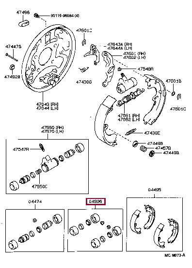 CUP KIT, REAR WHEEL CYLINDER 04906-05020 (номер toyota 0490605020)