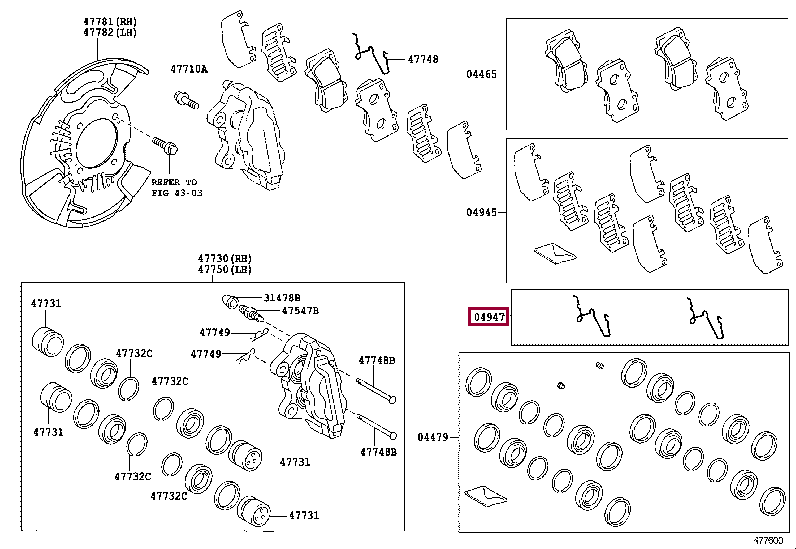 FITTING KIT, DISC BRAKE, FRONT 04947-0K040 (номер toyota 049470K040)