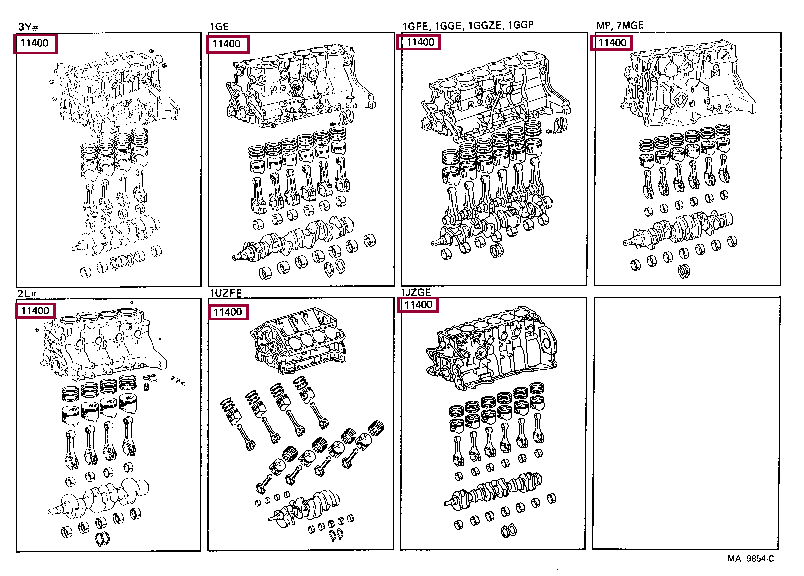 11400. 11400 Схема. 4hc-11400-01-00. Арт 1140070270 Block ASSY, short Toyota фото.