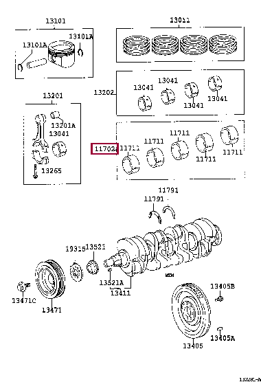 BEARING SET, CRANKSHAFT 11704-22011 (номер toyota 1170422011)