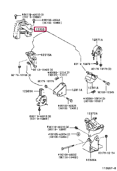 123050D042: INSULATOR SUB-ASSY, ENGINE MOUNTING, RH Тойота