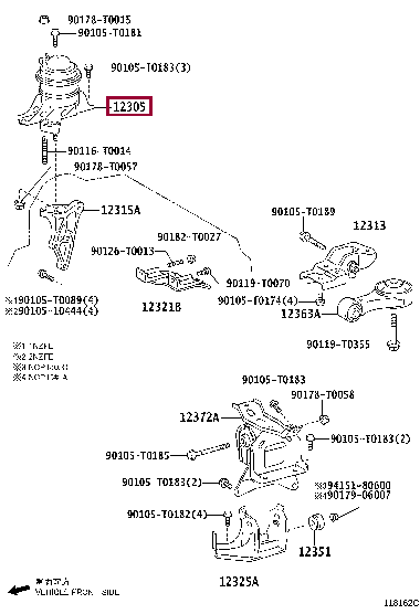 123050M120: INSULATOR SUB-ASSY, ENGINE MOUNTING, RH Тойота