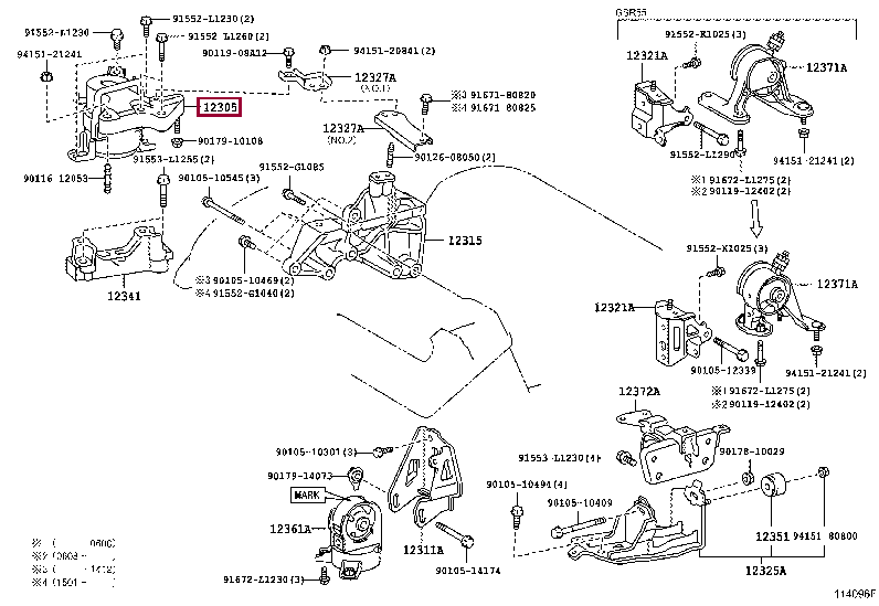 1230531030: INSULATOR SUB-ASSY, ENGINE MOUNTING, RH Тойота