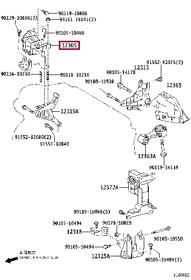1230547050: INSULATOR SUB-ASSY, ENGINE MOUNTING, RH Тойота