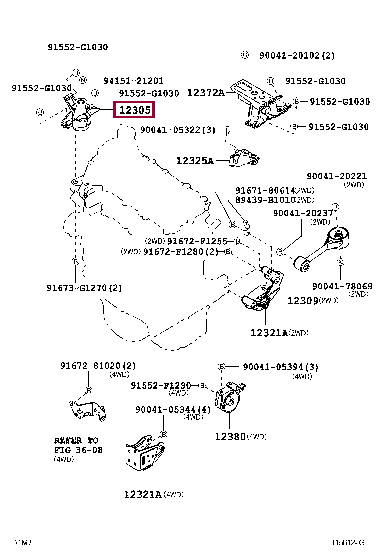 12305B1091: INSULATOR SUB-ASSY, ENGINE MOUNTING, RH Тойота