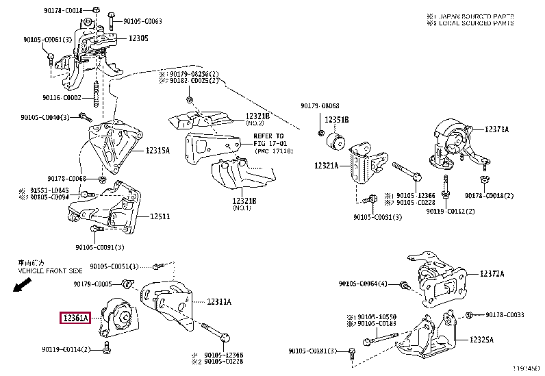 123610T360: INSULATOR, ENGINE MOUNTING, FRONT(FOR TRANSVERSE ENGINE) Тойота