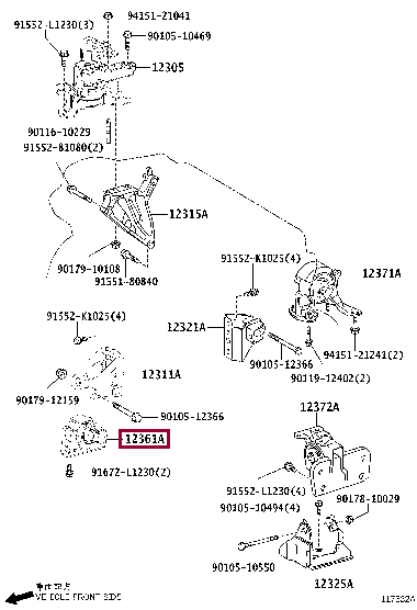 1236137161: INSULATOR, ENGINE MOUNTING, FRONT(FOR TRANSVERSE ENGINE) Тойота