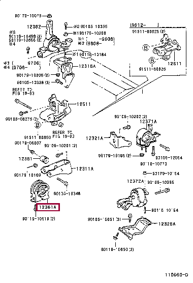 1236174350: INSULATOR, ENGINE MOUNTING, FRONT(FOR TRANSVERSE ENGINE) Тойота