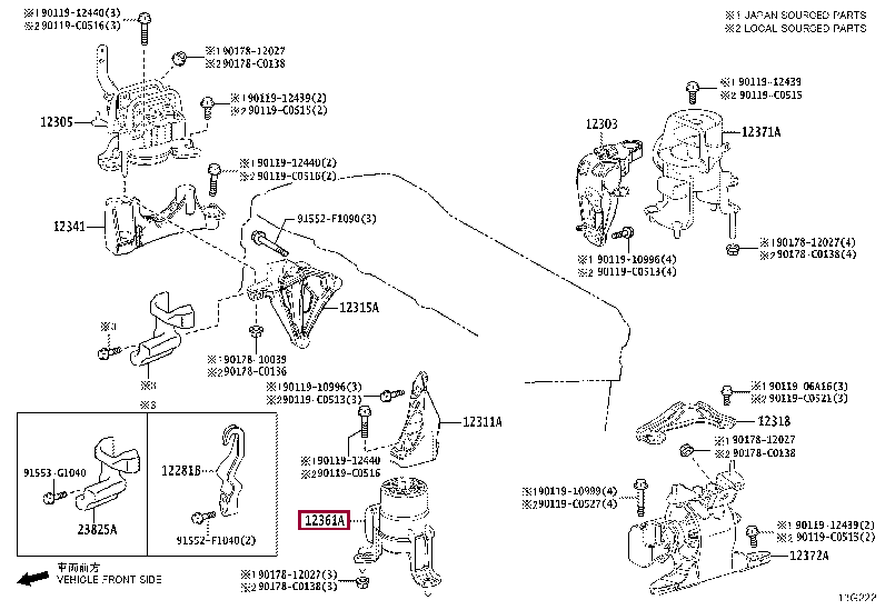 12361F0120: INSULATOR, ENGINE MOUNTING, FRONT(FOR TRANSVERSE ENGINE) Тойота