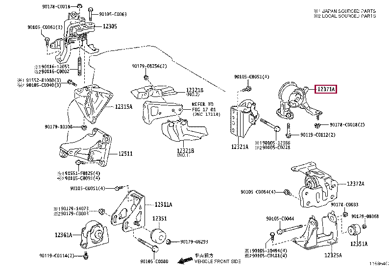123710T450: INSULATOR, ENGINE MOUNTING, REAR Тойота