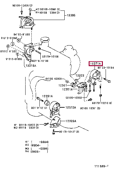 1237123020: INSULATOR, ENGINE MOUNTING, REAR Тойота