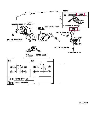 1237135060: INSULATOR, ENGINE MOUNTING, REAR NO.1 Тойота