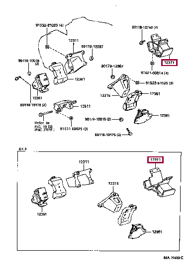 1237162100: INSULATOR, ENGINE MOUNTING, REAR NO.1 Тойота