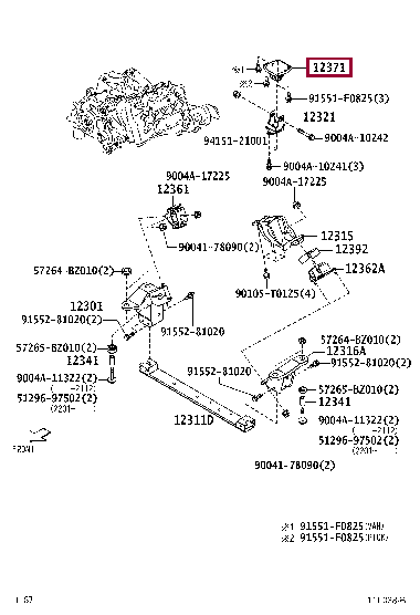 12371BZ150: INSULATOR, ENGINE MOUNTING, REAR NO.1 Тойота