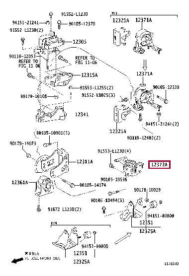 1237228300: INSULATOR, ENGINE MOUNTING, LH(FOR TRANSVERSE ENGINE) Тойота
