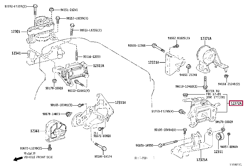 1237236080: Опора ДВС левая Тойота