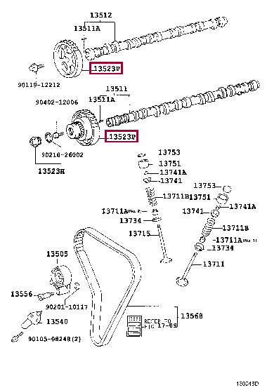 PULLEY, CAMSHAFT TIMING 13050-46010 (номер toyota 1305046010)