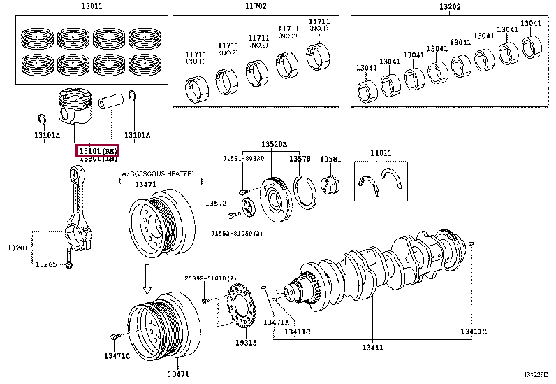PISTON SUB-ASSY, W/PIN 13101-0W021-A0 (номер toyota 131010W021A0)
