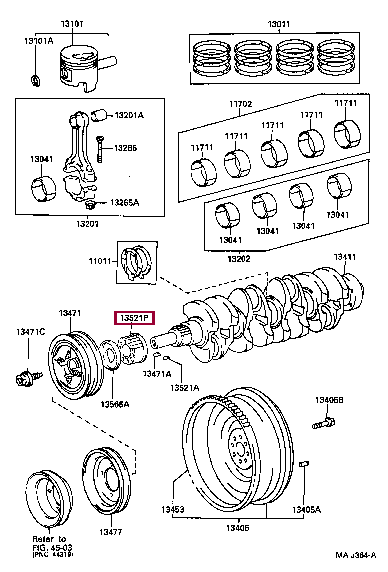 PULLEY, CRANKSHAFT TIMING 13521-54030 (номер toyota 1352154030)
