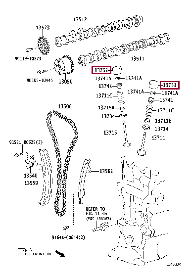 LIFTER, VALVE 13751-46100 (номер toyota 1375146100)