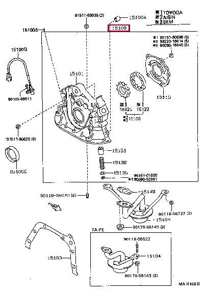 PUMP ASSY, OIL 15100-15060 (номер toyota 1510015060)