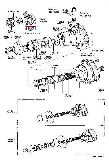 1610077030: PUMP ASSY, ENGINE WATER Тойота