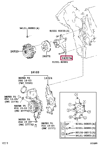 Кронштейн вискомуфты 16307-51011 (номер toyota 1630751011)