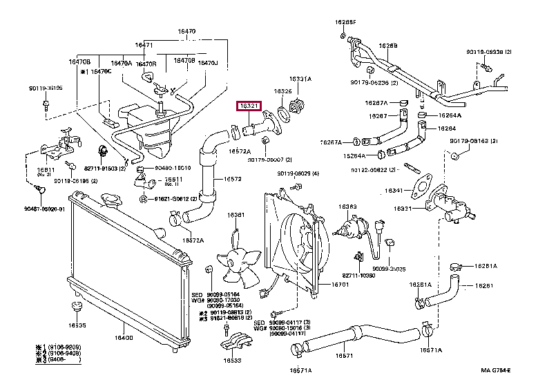 INLET, WATER 16321-74050 (номер toyota 1632174050)