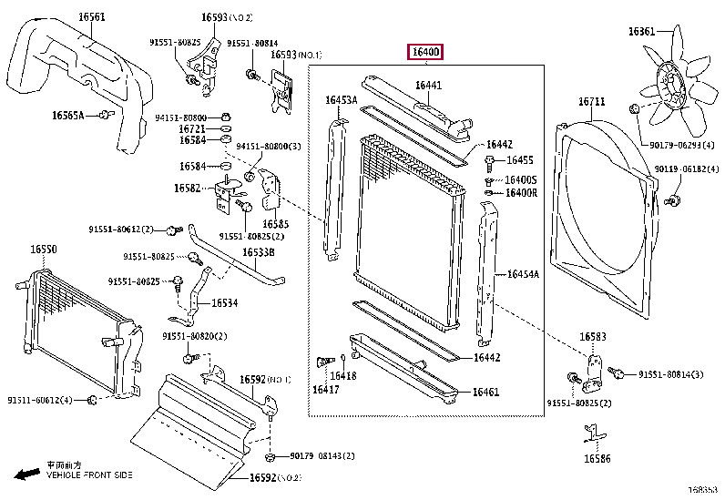 1640011A80: RADIATOR ASSY Тойота