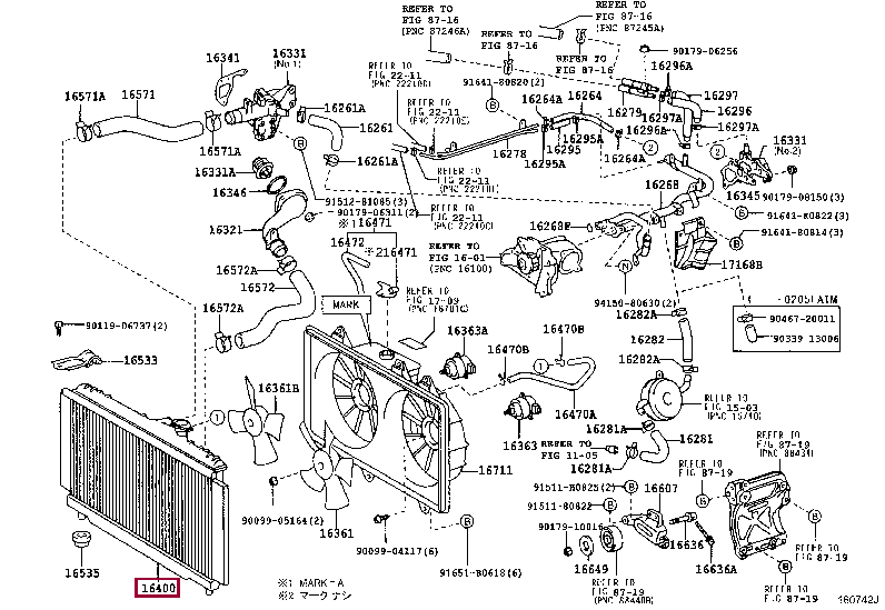 164007A640: RADIATOR ASSY Тойота