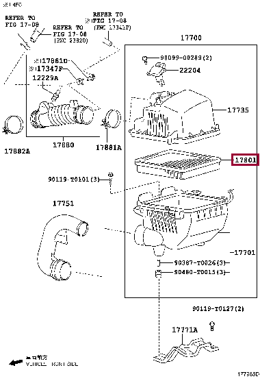 178010Y070: ELEMENT SUB-ASSY, AIR CLEANER FILTER Тойота