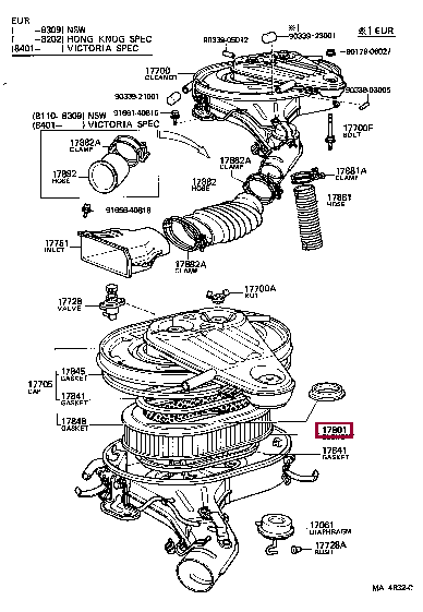 1780168020: ELEMENT SUB-ASSY, AIR CLEANER FILTER Тойота
