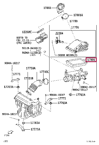 17801BZ120: ELEMENT SUB-ASSY, AIR CLEANER FILTER Тойота