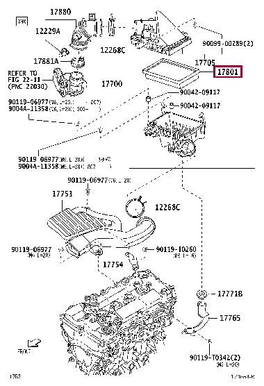 17801BZ130: ELEMENT SUB-ASSY, AIR CLEANER FILTER Тойота