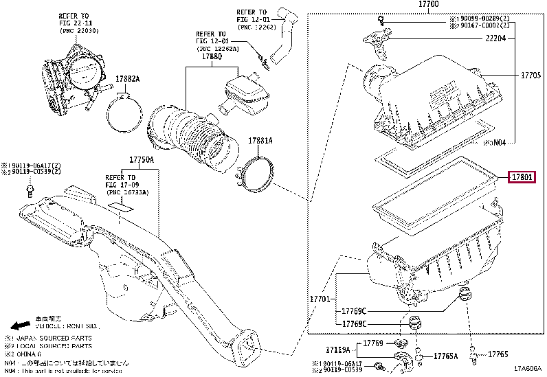 17801F2010: ELEMENT SUB-ASSY, AIR CLEANER FILTER Тойота
