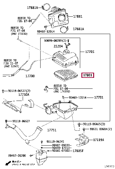 Фильтр воздушный 17801-YZZ06 (номер toyota 17801YZZ06)