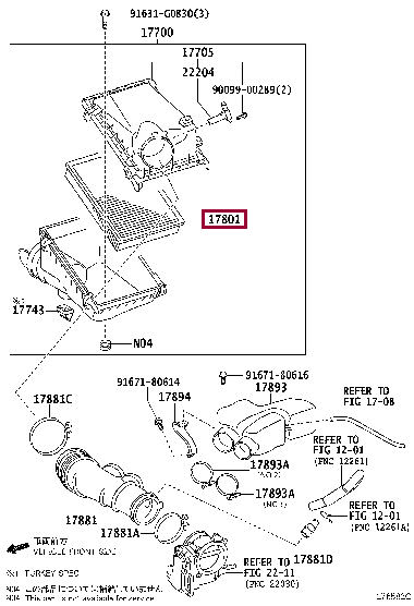 фильтр воздушный 17801-YZZ13 (номер toyota 17801YZZ13)